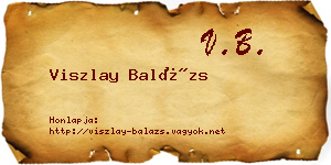 Viszlay Balázs névjegykártya
